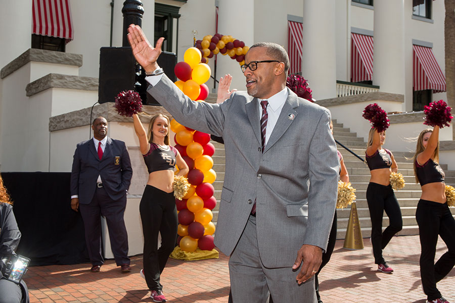 Coach Willie Taggart during FSU Day at the Capitol Feb. 6, 2018. (FSU Photography Services)