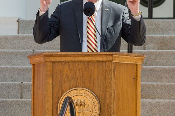 President John Thrasher speaks during FSU Day at the Capitol Feb. 6, 2018. (FSU Photography Services)