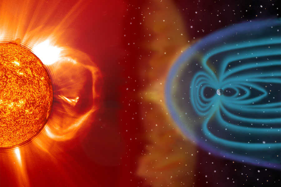 The powerful, high-energy particle radiation pulsing beyond Earth’s protective magnetosphere can have dangerous effects on human beings. Delp will study the possible relationship between this harmful cosmic radiation and cardiovascular disease. (Image courtesy of NASA)