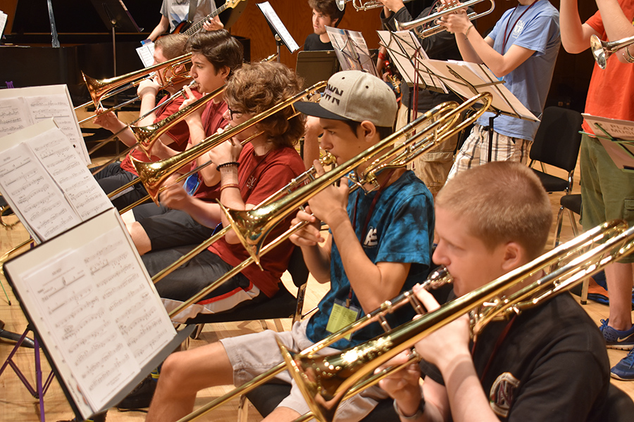 Jazz Ensemble Campers prepare for their final performance at FSU Summer Music Camps.
