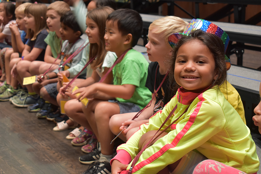 Elementary campers prepare for their dinosaur-themed performance at FSU Summer Music Camps.