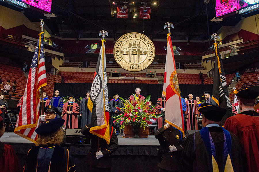 President John Thrasher presides over FSU summer commencement Friday, Aug. 3, and Saturday, Aug. 4, 2018, at the Donald L. Tucker Civic Center. (FSU Photography Services)