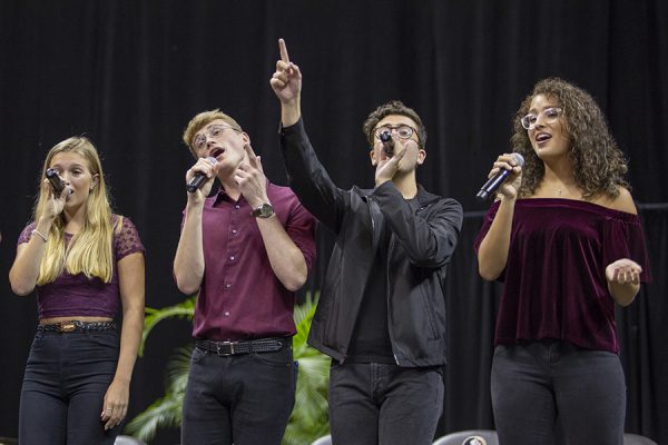 All Night Yahtzee performs at FSU New Student Convocation Sunday, Aug. 26, 2018. (FSU Photography Services)