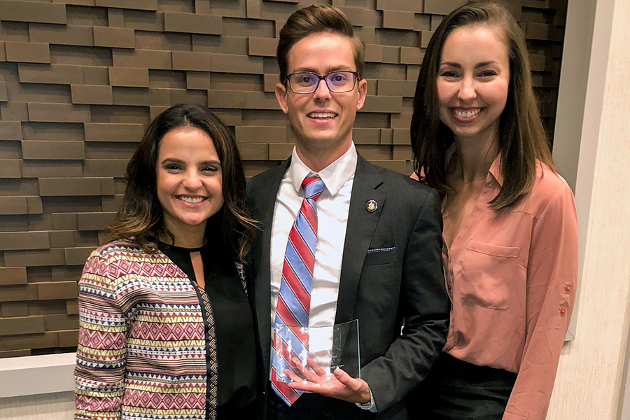 From left: Incoming SBA President Cecilia Orozco, Representative Brandon Sapala and Vice President Hillary Thornton.