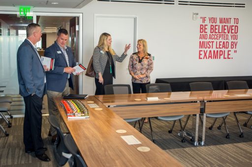 Visitors tour the renovated Jim Moran Building during an open house on May 1, 2018. (FSU Photography Services)