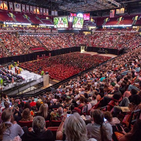 Thousands attended FSU's 2018 summer commencement ceremonies at the Donald L. Tucker Civic Center. The 2019 spring commencement ceremonies will take place May 3, 4. (FSU Photography Services)