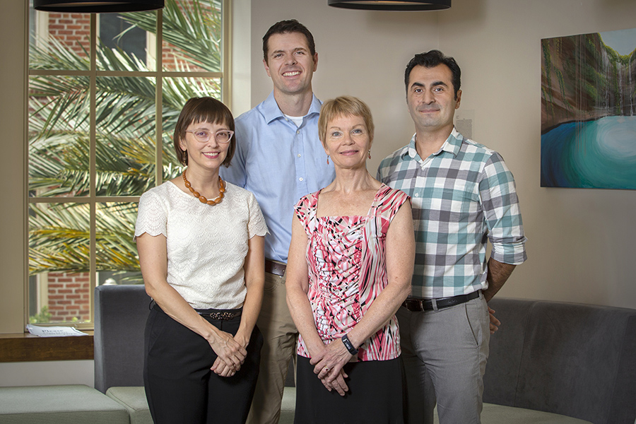 (From left) Christina Owens, Ross Moret, Annette Schwabe and Azat Gundogan are working to enhance the FSU Honors Program. (FSU Photography Services)