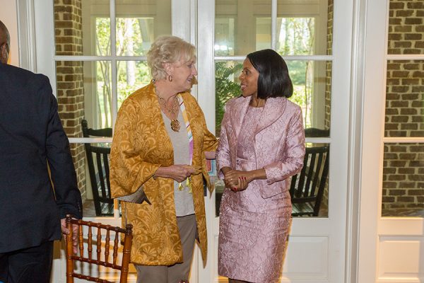 FSU First Lady Jean Thrasher and Botswana First Lady Mrs. Neo Jane Masisi visit during a luncheon at the President's House Thursday, Sept. 20, 2018. (FSU Photography Services)