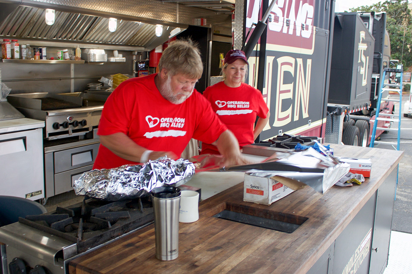 The Seminoles Cruising Kitchen is preparing meals to feed volunteers helping with hurricane relief efforts. (Photo: Bayard Stern)