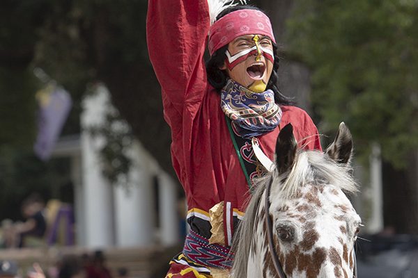 Osceola and Renegade ride in the Florida State University Homecoming Parade Friday, Oct. 19, 2018. (FSU Photography Services)