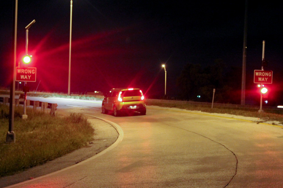 FSU's research team evaluated high-tech countermeasures for wrong-way driving. (Photo: Florida Department of Transportation)