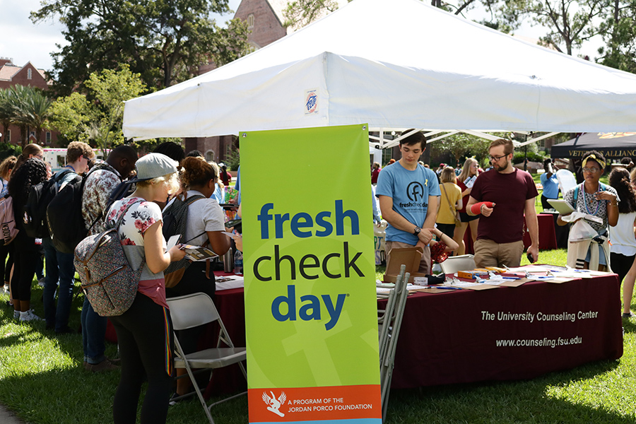 Florida State University hosted Fresh Check Day Friday, Sept. 28, on Landis Green, to raise awareness on mental health and suicide prevention.