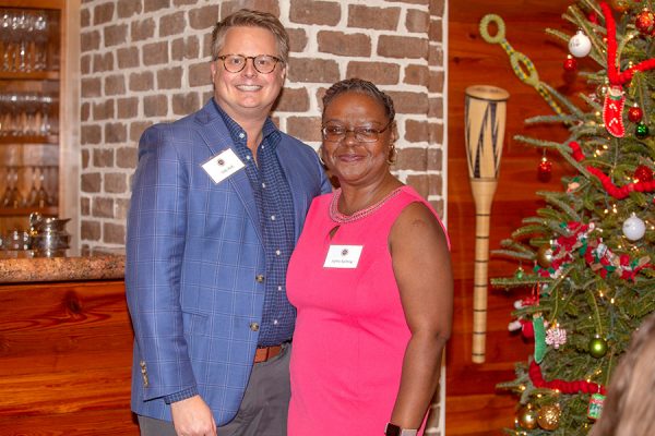 Toby Park, associate professor of education, and student nominator Sophia Rahming at the Transformation Through Teaching awards dinner Nov. 29, 2018. (FSU Photography Services)