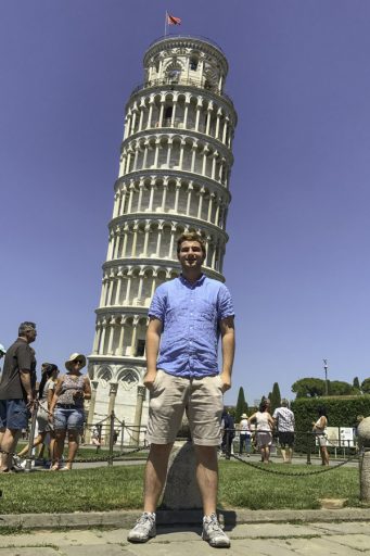 Scott Flint studied in the U.K. and Valencia, Spain, during his freshman year and took advantage of opportunities to travel in the region, which included a trip to the Leaning Tower of Pisa in Italy.