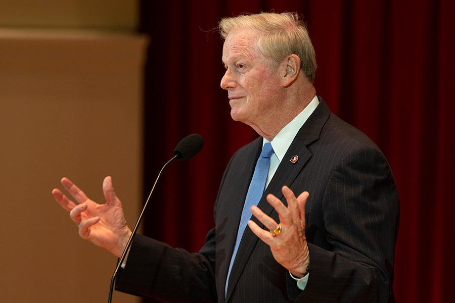 President John Thrasher delivers the State of the University address to the FSU Faculty Senate Wednesday, Dec. 5, 2018. (FSU Photography Services)