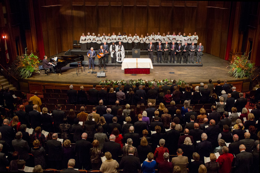 Florida State President Emeritus T.K. Wetherell was remembered at a funeral service in Ruby Diamond Concert Hall, Dec. 21, 2018. (FSU Photography Services)