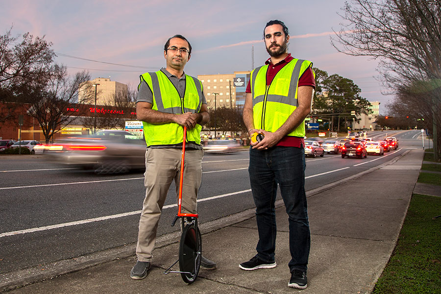 Assistant Professor of Civil Engineering Eren Ozguven and graduate student Mehmet Baran Ulak analyzed the location of automobile crashes to see when older drivers were most at risk. (Photo: Mark Wallheiser)