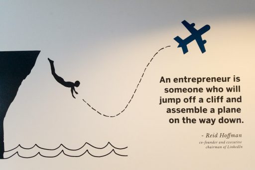 The Shaw Building features inspiring quotes on walls to help encourage student-entrepreneurs.
