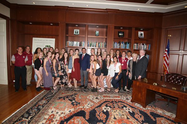 FSU's NCAA champion soccer team visits the Florida Governor's Mansion Wednesday, March 13, 2019. (Photo: Ryals Lee)