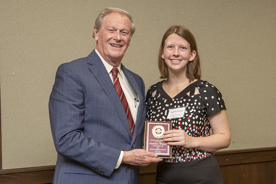 President John Thrasher and Madelene Wishart at the 2019 Humanitarian Luncheon, Tuesday, March 26. (FSU Photography Services)