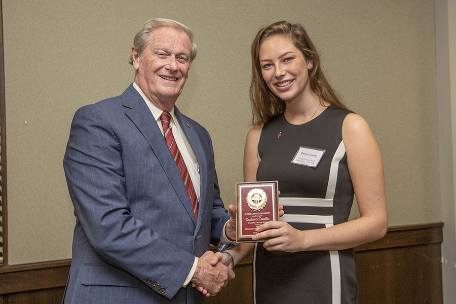 President John Thrasher and Kathryn Casello at the 2019 Humanitarian Luncheon, Tuesday, March 26. (FSU Photography Services)