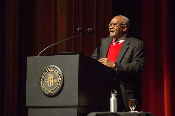 Robert Bullard, a noted scholar and author, often described as “The Father of Environmental Justice,” visited Florida State University Wednesday, March 6. (FSU Photo/Bill Lax)