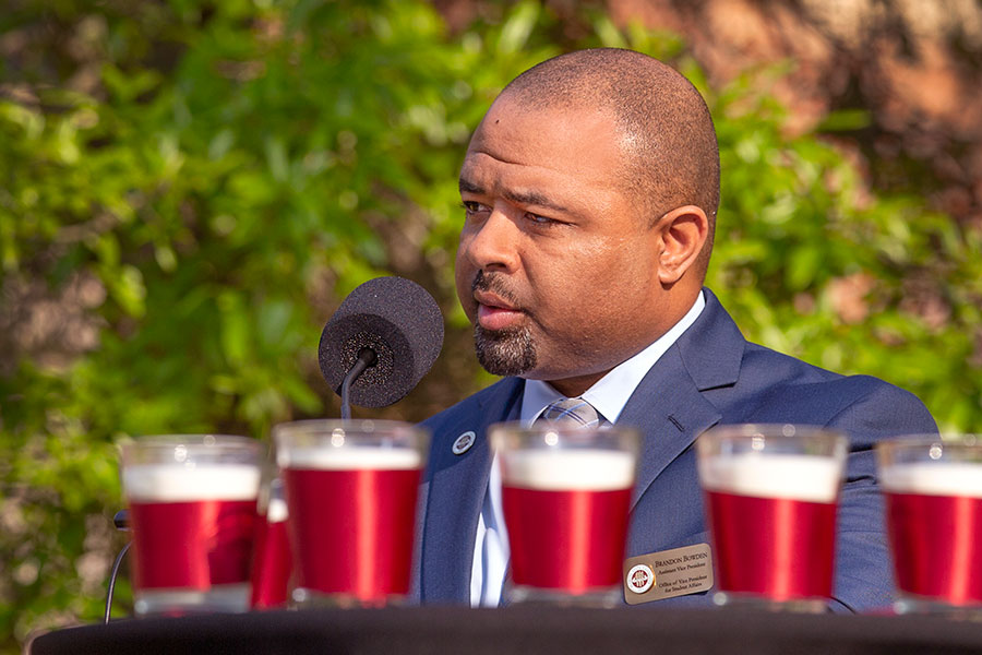 Brandon Bowden, assistant vice president for Student Affairs, presided over the ceremony. (FSU Photo/Bruce Palmer)