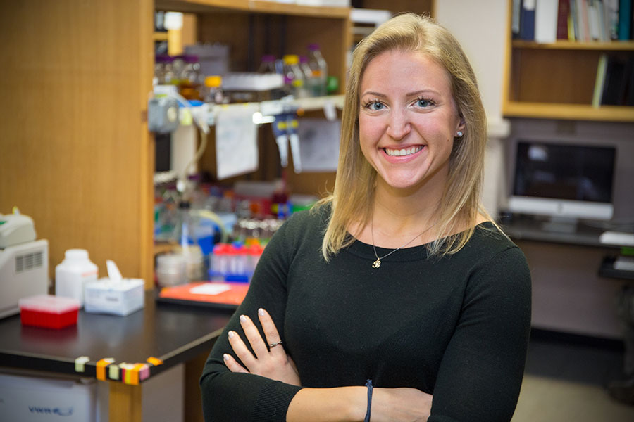 Bailey Koch is a doctoral student in the lab of Associate Professor Hong-Guo Yu.