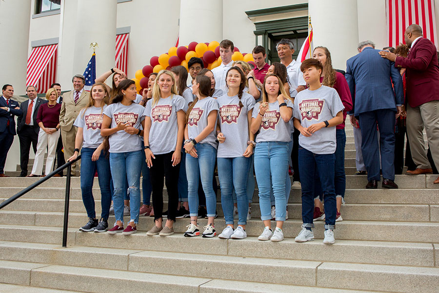 The FSU women's soccer team is honored during FSU Day at the Capitol April 9, 2019. (FSU Photography Services)