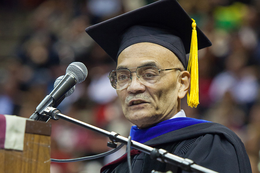 Robert O. Lawton Distinguished Professor Shridhar Sathe spoke at FSU New Student Convocation in 2013.