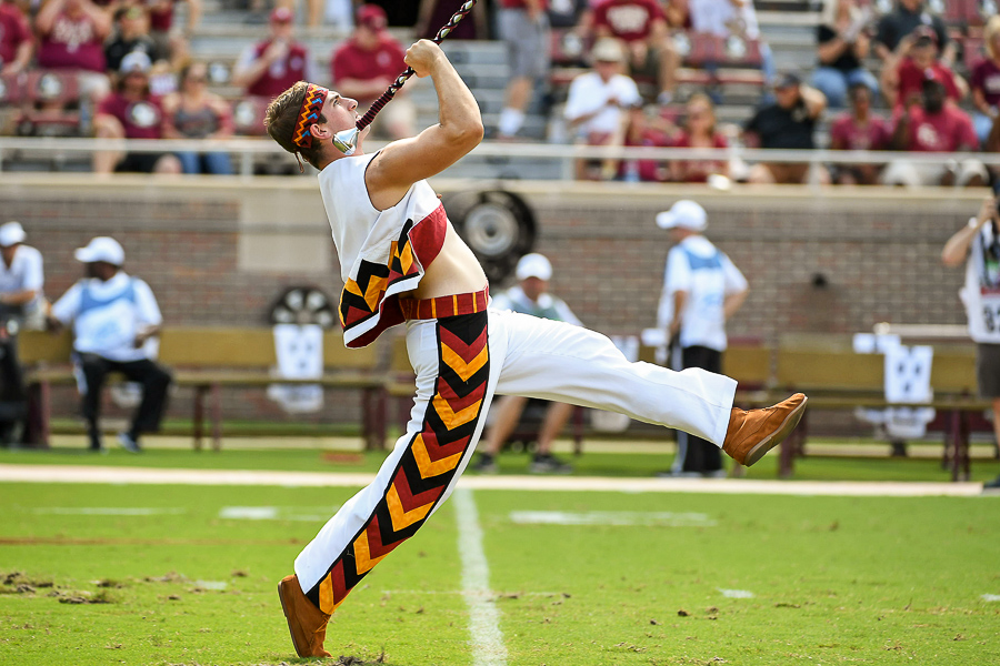 Alex Arbeiter is the head drum major for the Marching Chiefs. (Photo: Melina Myers)