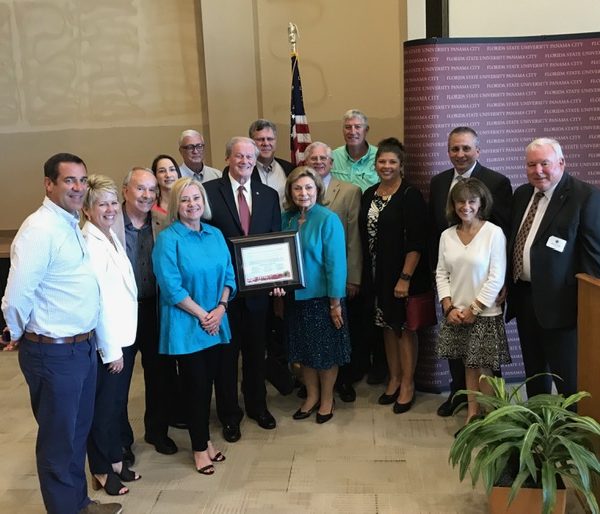 Donors and alumni established the John E. Thrasher Endowed Scholarship at FSU Panama City during a campus event Wednesday, May 1, 2019.