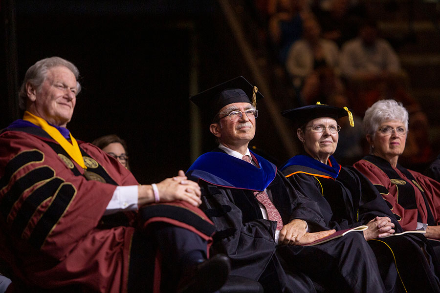 Timothy Cross, professor of chemistry and biochemistry and Florida State University’s 2019-2020 Robert O. Lawton Distinguished Professor, participated in the commencement ceremonies. (FSU Photography Services)