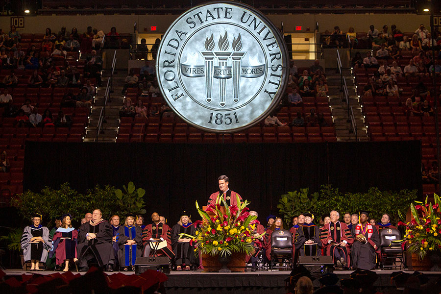 Tallahassee Mayor and FSU alumnus John Dailey was the featured speaker at Friday afternoon's 2019 spring commencement ceremony. (FSU Photography Services)