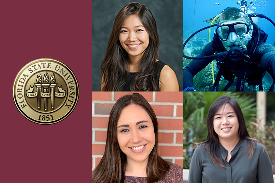 FSU's 2019 NSF Graduate Research Fellowship winners. From left: (top) Lyndsey Chong, Ethan Cissell, (bottom) Victoria Posey and Eileen Kyoung Chun.