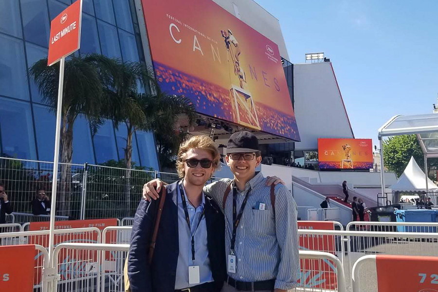 FSU film students William Stead (left) and Evan Barber are in France attending the 2019 Cannes Film Festival. They were invited to screen their film "The Flip Side."