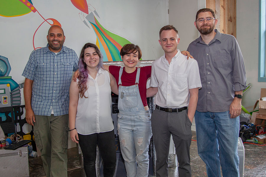 Left to right: Assistant Professor Rob Duarte, Ashley Chase, Reona Woods, Dillon Gleeson and Associate Professor Jonathan Clark.