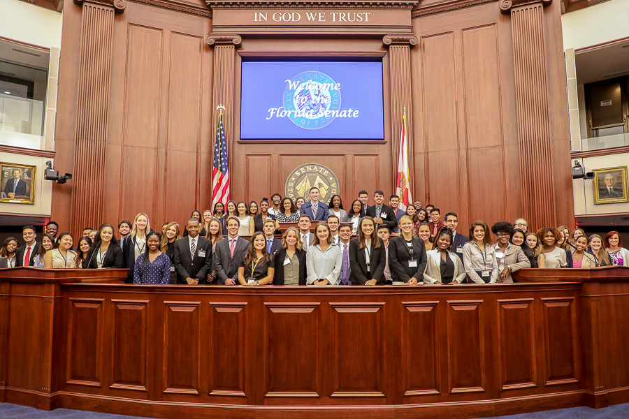 Participants in the Donald J. Weidner Summer for Undergraduates Program got a glimpse of the Florida Senate Chamber during their tour of the state Capitol.