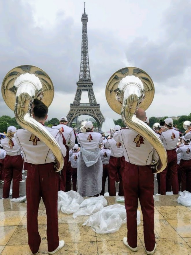 The FSU Marching Chiefs performed in Paris as part of events commemorating the 75th anniversary of D-Day. (June 5, 2019)