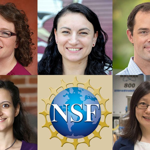 FSU's 2019 National Science Foundation CAREER awards winners. Top row: Christianne Beekman, Sonia Haiduc, Christopher Holmes. Bottom row: Lama Jaber and Yan Yan Hu.