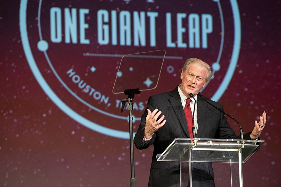 President John Thrasher speaks after receiving Sigma Phi Epsilon fraternity’s highest professional honor July 27 during the organization’s biennial meeting in Houston.