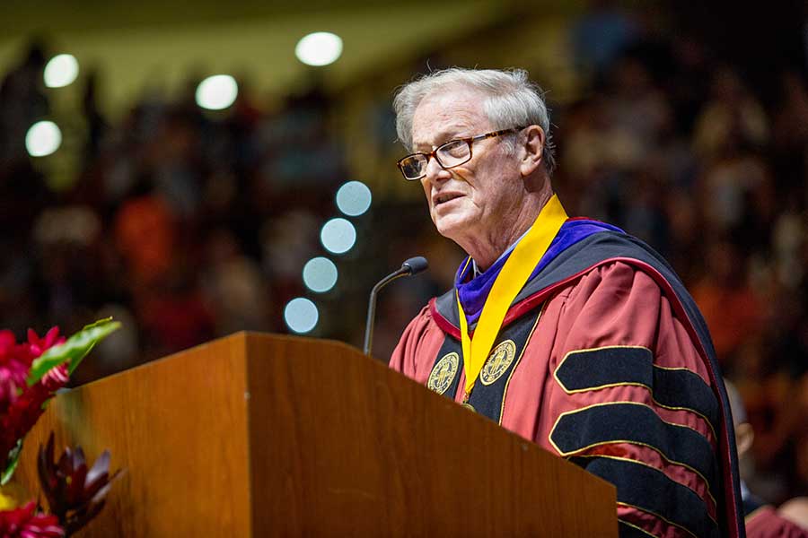 President John Thrasher presides over FSU summer commencement Friday, Aug. 2, and Saturday, Aug. 3, 2019, at the Donald L. Tucker Civic Center. (FSU Photography Services