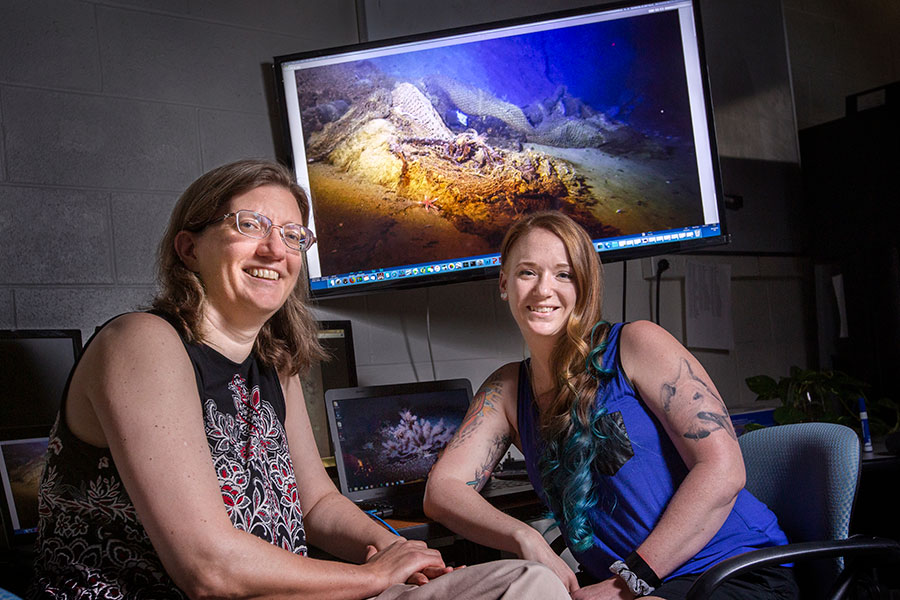 Associate Professor of Oceanography Amy Baco-Taylor and doctoral student Nicole Morgan