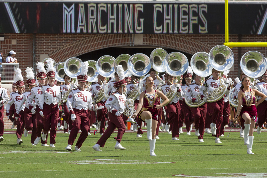 FSU Marching Chiefs perform before the Louisville game Sept. 21, 2019. (FSU Photography Services)