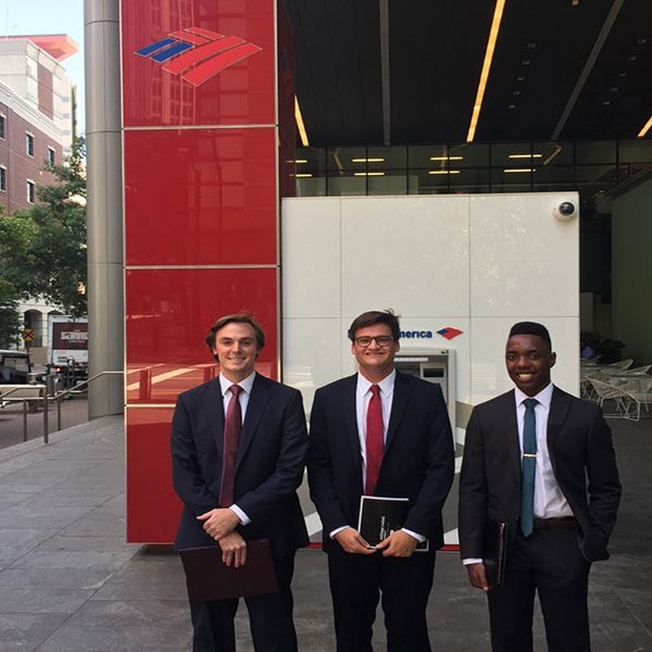 Senior Keegan Stinnett experienced a day in the life of a banking executive when he shadowed at Bank of America through FSUshadow. (The Career Center)