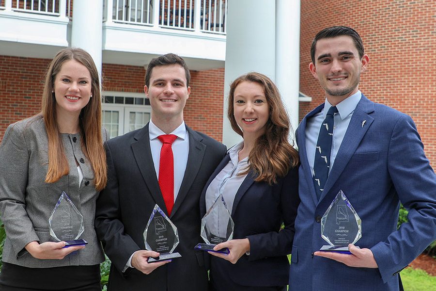 Law students Genevieve Lemley, Luke Waldron, Corie Posey and R. McLane Edwards won first place in the 2019 Mockingbird Challenge National Trial Competition.