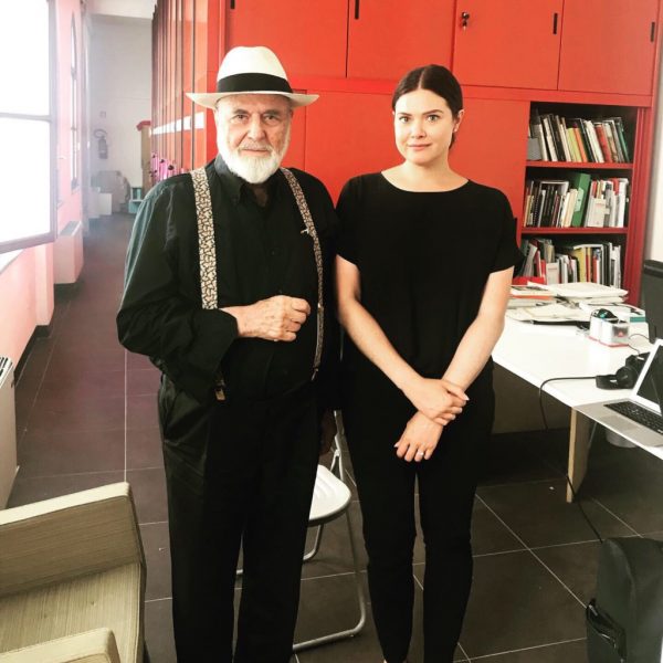 Italian artist Michelangelo Pistoletto (L) and FSU Assistant Professor of Global Contemporary Art Tenley Bick (R). (FSU College of Fine Arts)