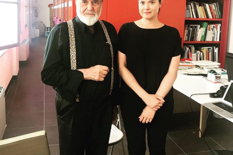 Italian artist Michelangelo Pistoletto (L) and FSU Assistant Professor of Global Contemporary Art Tenley Bick (R). (FSU College of Fine Arts)