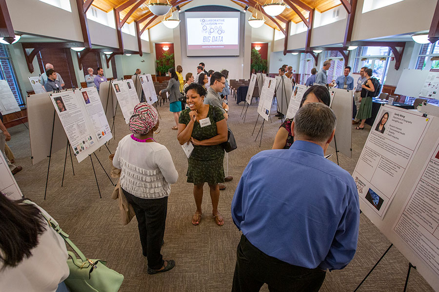 Faculty members at the Collaborative Collision event organized by the Office of Research Development. The event helps faculty members find potential collaborators for interdisciplinary projects.