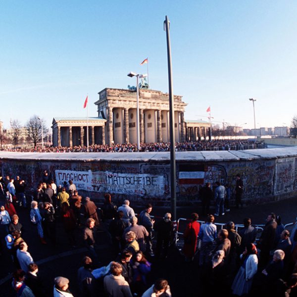 Crowds throng around the Brandenburg Gate following the structure's official opening on December 22.